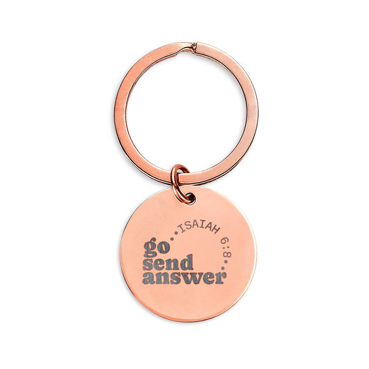 Go Send Answer Engraved Keychain | Isaiah 6:8 Stainless Steel Mission Keepsake | Christian Gift