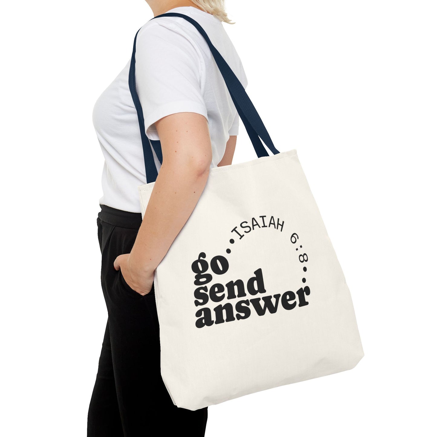 Go Send Answer Tote Bag | Isaiah 6:8 Mission Tote | Christian Market & Everyday Carry Bag