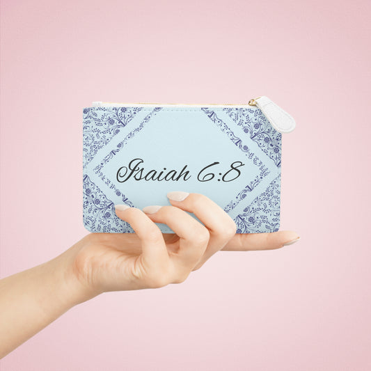 Them Mini Clutch Blue Abstract Pattern | Isaiah 6:8 Faith Wristlet | Mission Fundraiser Accessory