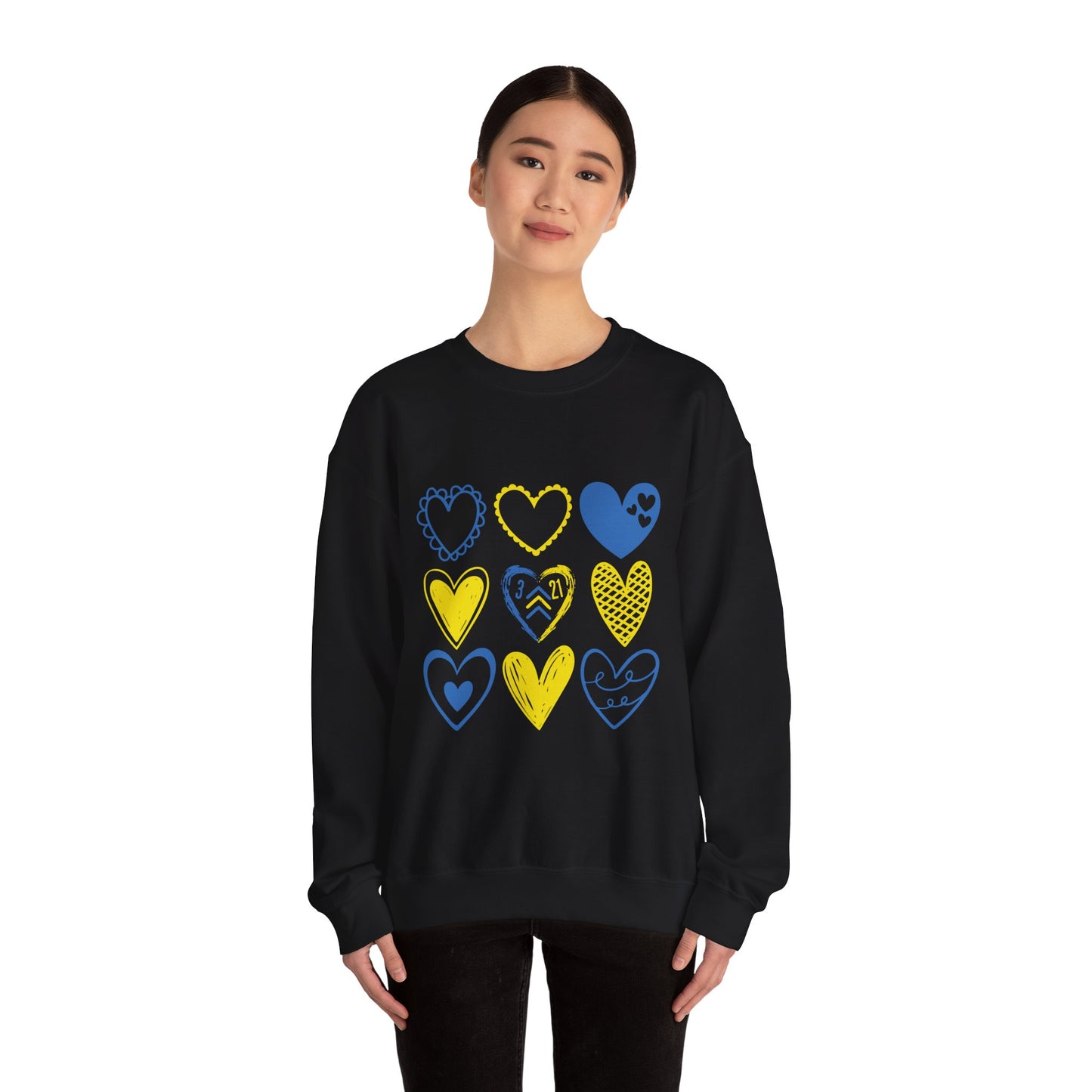 3:21 Heart Doodles Sweatshirt | Down Syndrome Awareness Crewneck | Celebrate the Extra