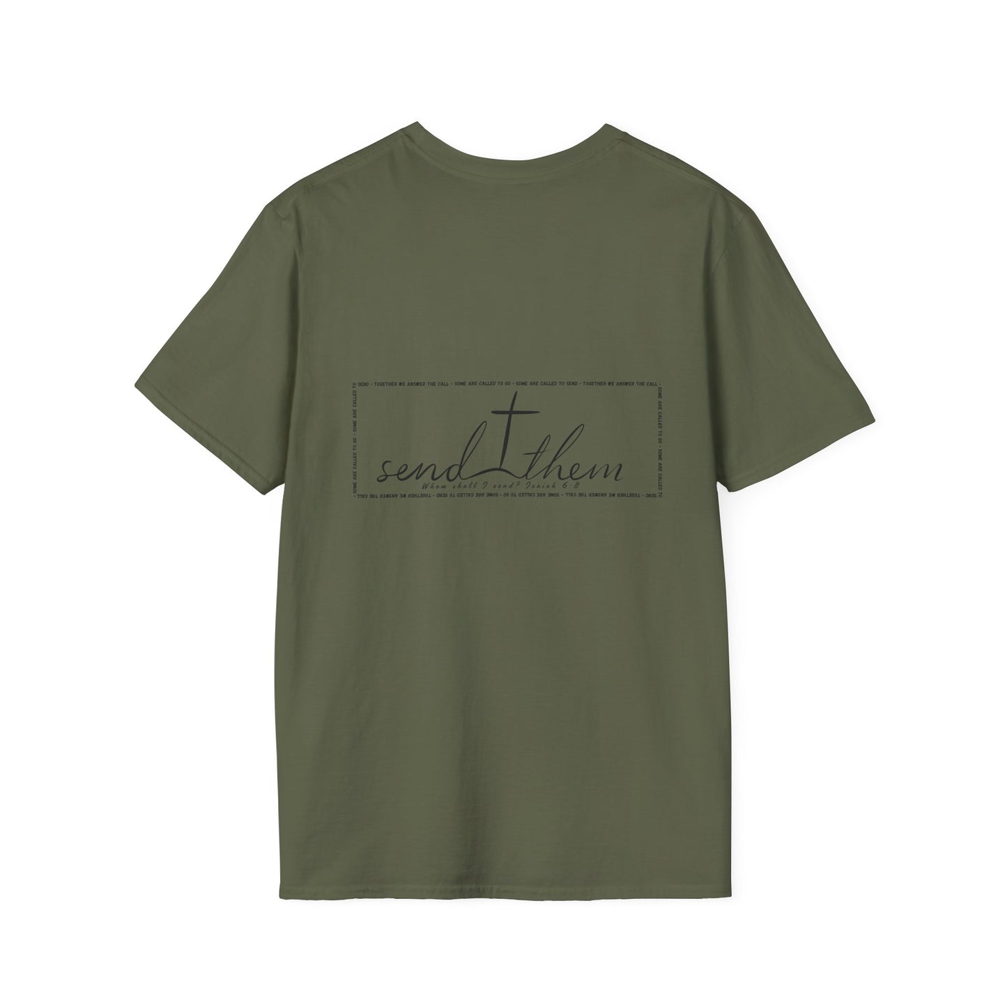 Send Them Isaiah 6:8 T-Shirt (Light Wash)| Mission Fundraiser Faith Tee | Christian Missions Shirt