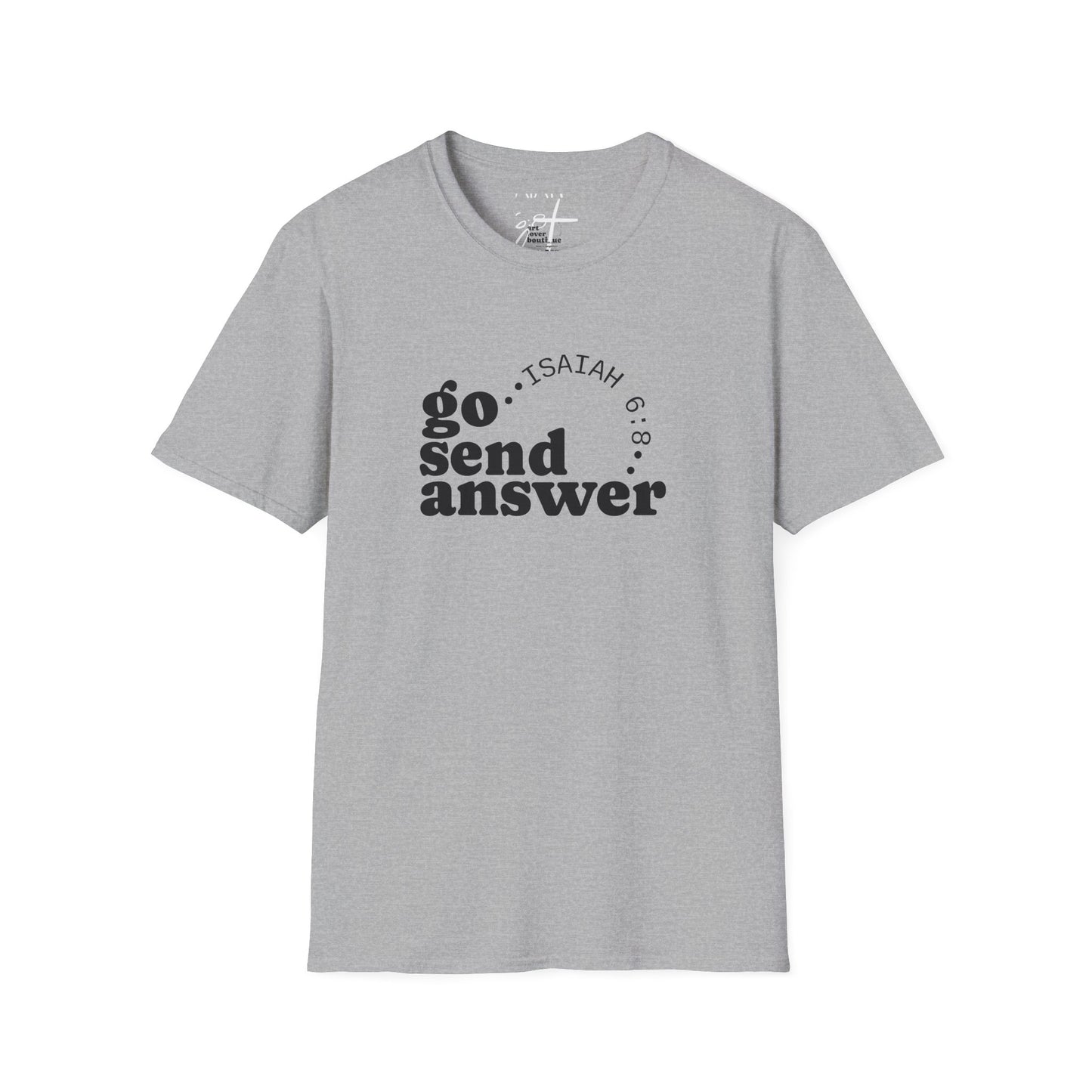 Go Send Answer Isaiah 6:8 Light Wash T-Shirt | Mission Fundraiser Faith Tee | Christian Missions Shirt