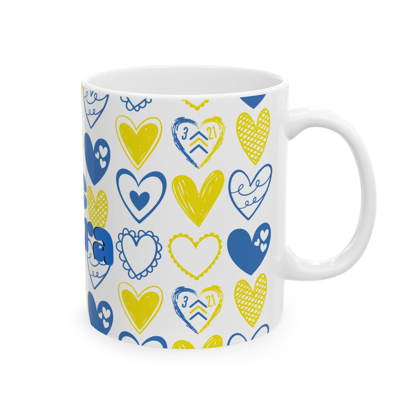 3:21 Heart Doodles Ceramic Mug | Down Syndrome Awareness | Celebrate the Extra | World Down Syndrome Day