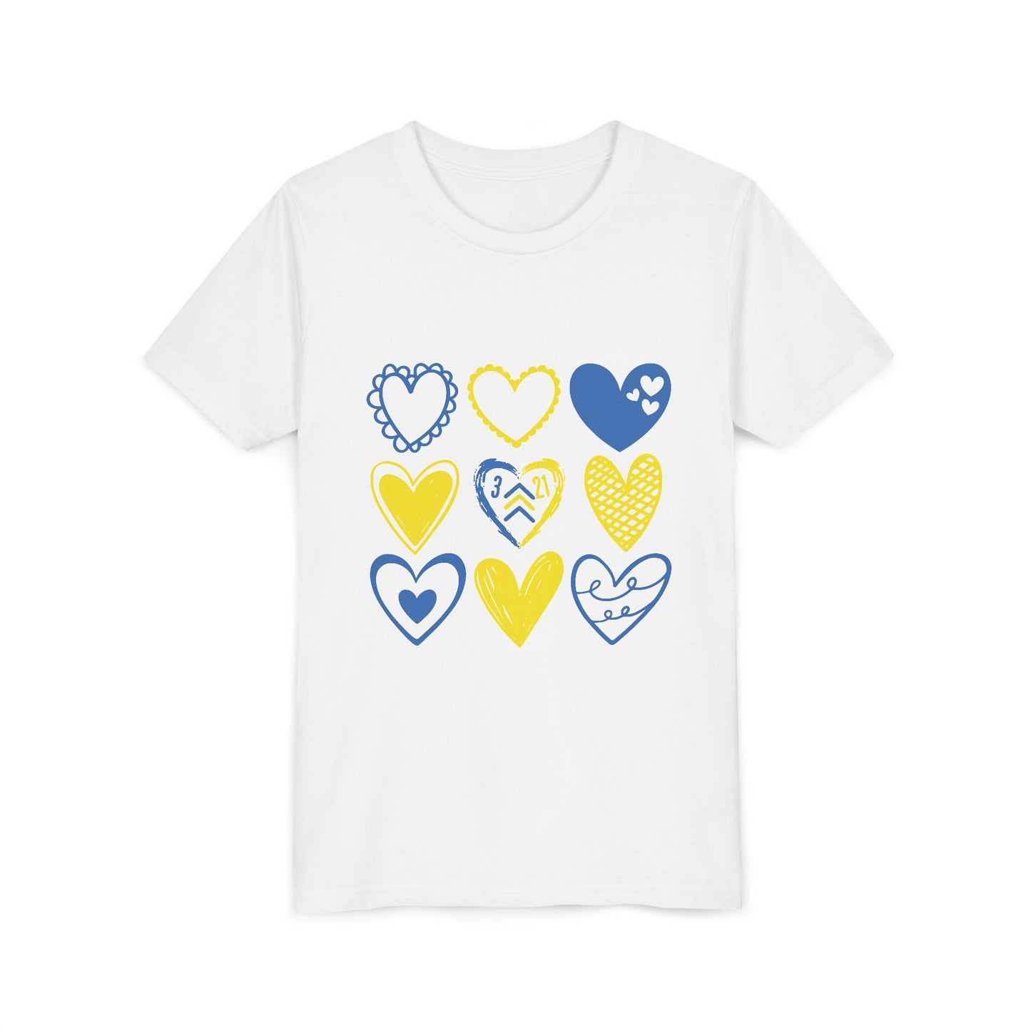 3:21 Heart Doodles Youth Tee | Down Syndrome Awareness | Celebrate the Extra | World Down Syndrome Day