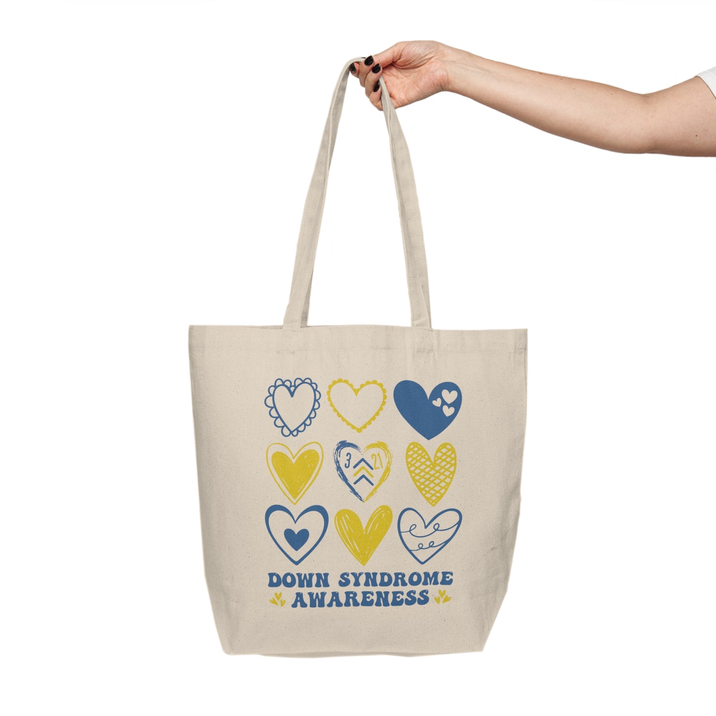 Down Syndrome Awareness Heart Tote | 3.21 Celebrate the Extra | World Down Syndrome Day | Trisomy 21 Love & Inclusion Bag