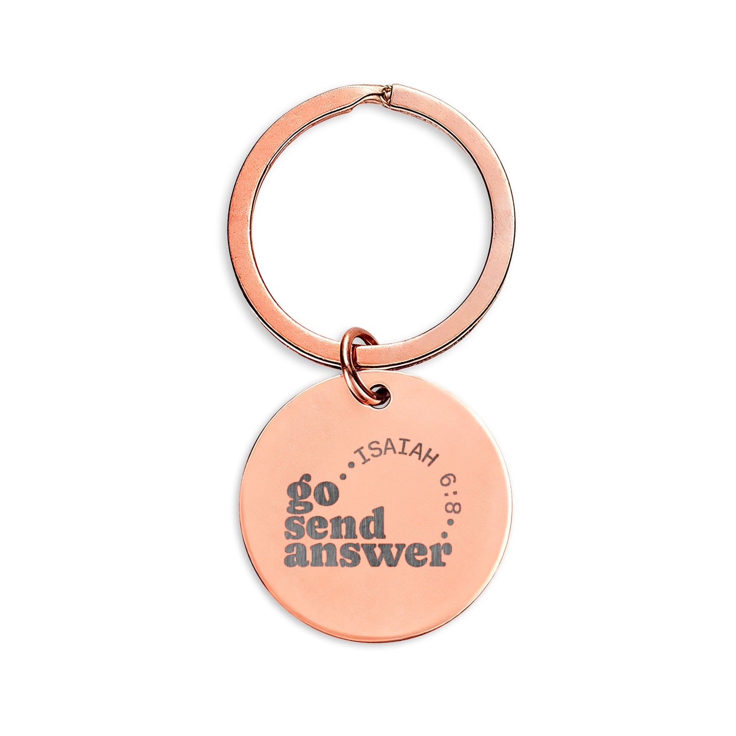 Go Send Answer Engraved Keychain | Isaiah 6:8 Stainless Steel Mission Keepsake | Christian Gift
