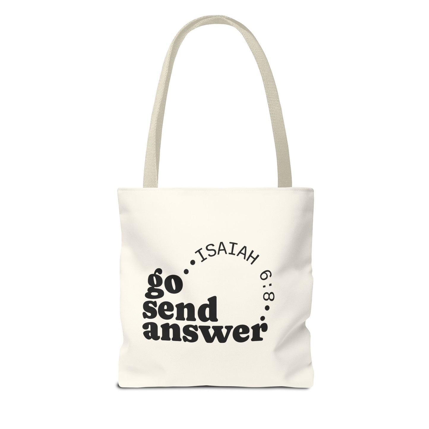 Go Send Answer Tote Bag | Isaiah 6:8 Mission Tote | Christian Market & Everyday Carry Bag