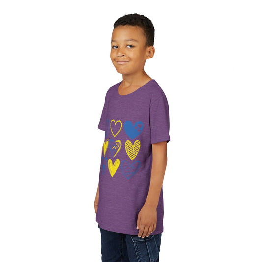 3:21 Heart Doodles Youth Tee | Down Syndrome Awareness | Celebrate the Extra | World Down Syndrome Day