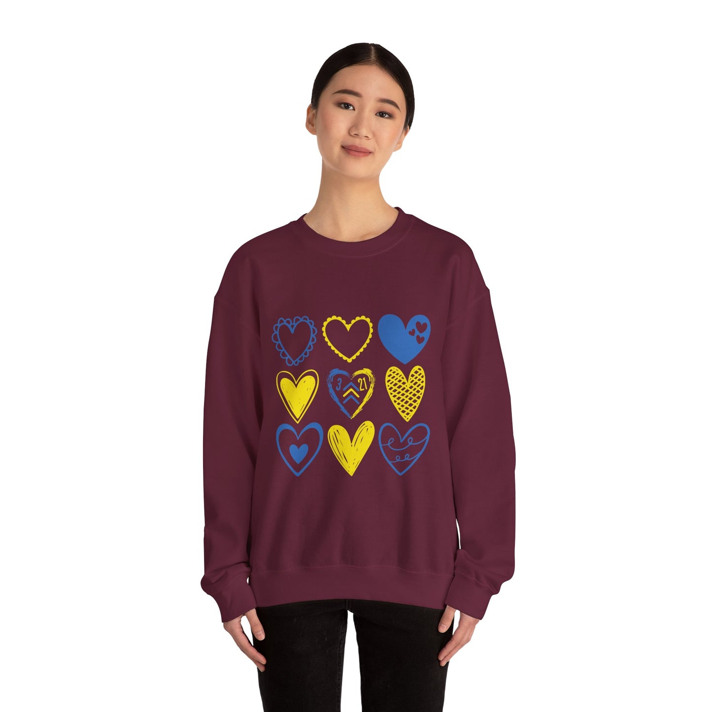 3:21 Heart Doodles Sweatshirt | Down Syndrome Awareness Crewneck | Celebrate the Extra
