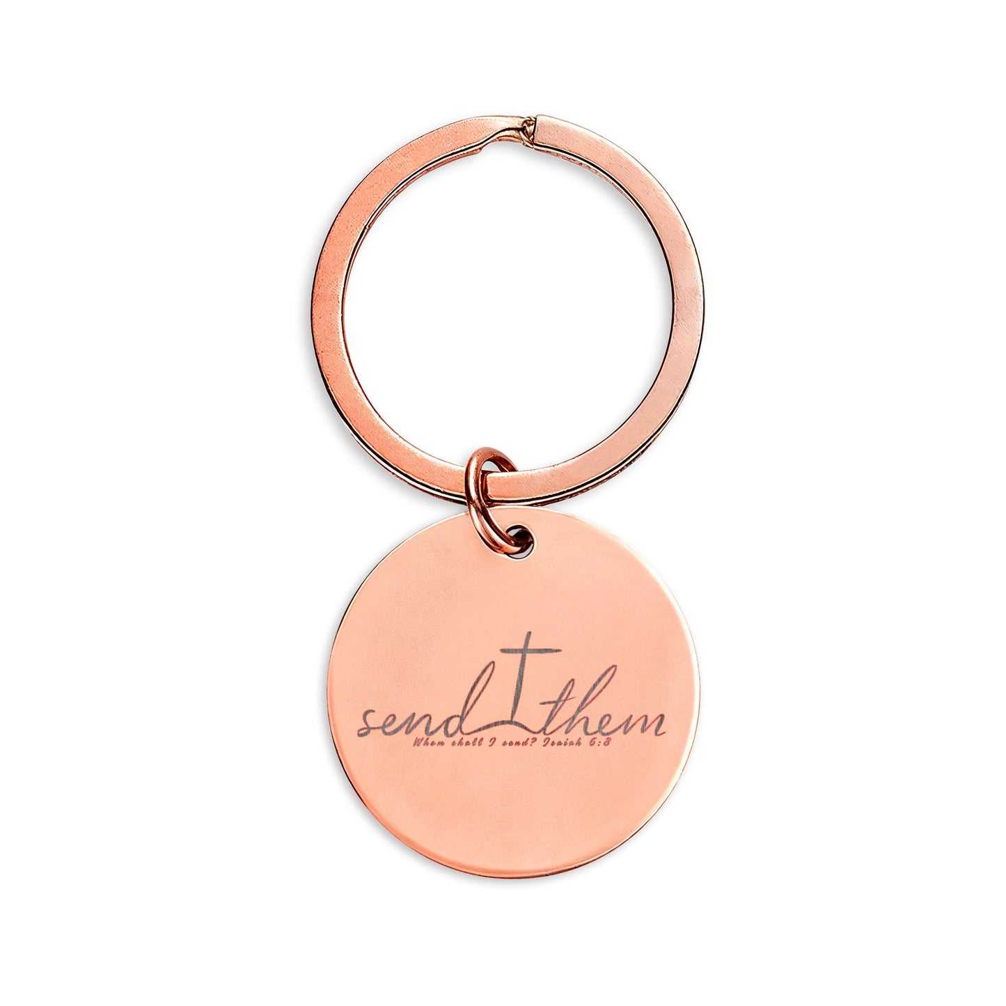 Send Them Engraved Keychain | Isaiah 6:8 Stainless Steel Mission Keepsake | Christian Gift