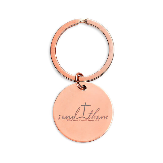 Send Them Engraved Keychain | Isaiah 6:8 Stainless Steel Mission Keepsake | Christian Gift