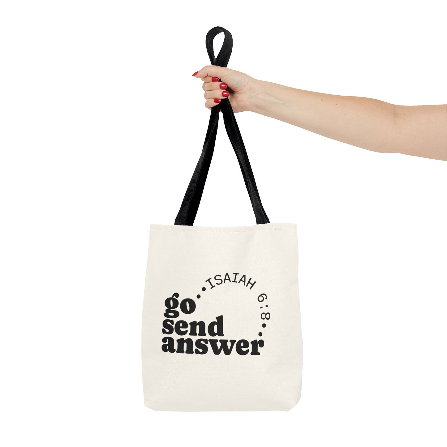 Go Send Answer Tote Bag | Isaiah 6:8 Mission Tote | Christian Market & Everyday Carry Bag