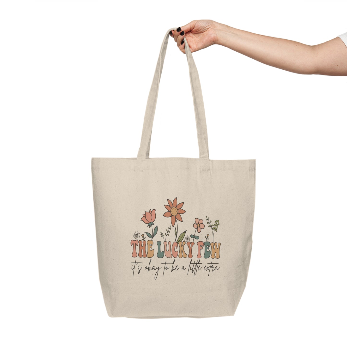 The Lucky Few Floral Tote | Down Syndrome Awareness Gift | Celebrate the Extra | Trisomy 21 Inclusion Bag | Special Needs Mom Gift