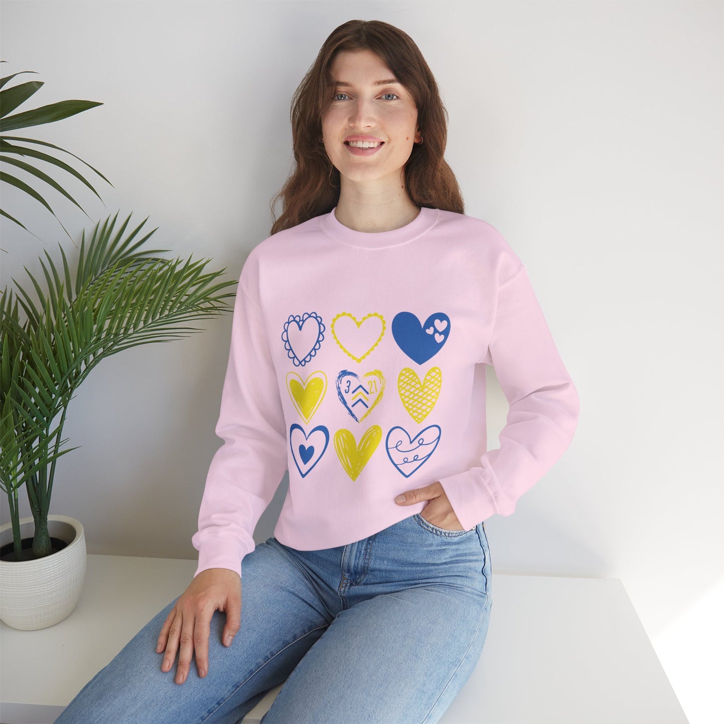 3:21 Heart Doodles Sweatshirt | Down Syndrome Awareness Crewneck | Celebrate the Extra