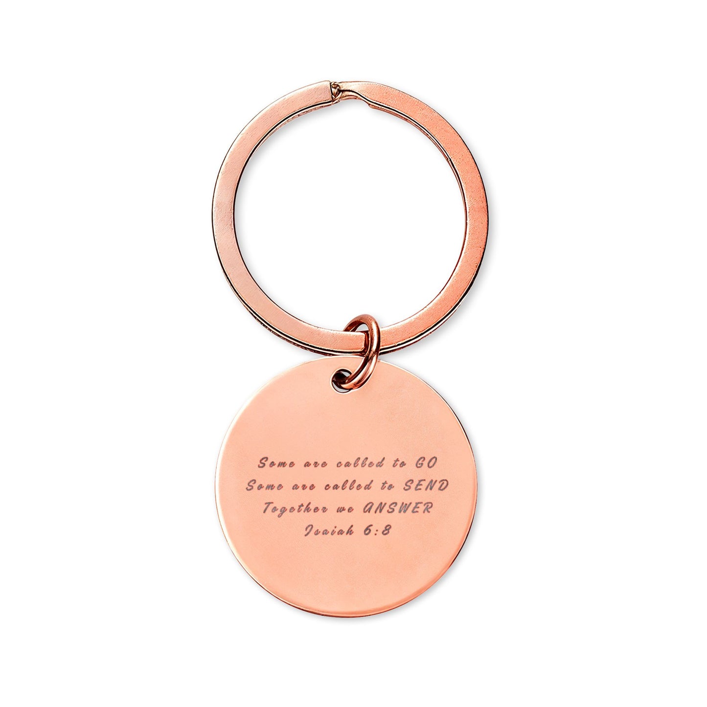 Go Send Answer Engraved Keychain | Isaiah 6:8 Stainless Steel Mission Keepsake | Christian Gift