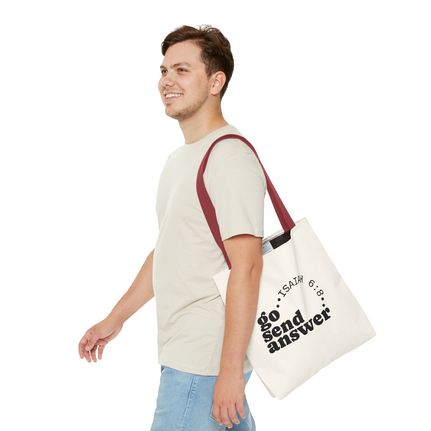 Go Send Answer Tote Bag | Isaiah 6:8 Mission Tote | Christian Market & Everyday Carry Bag