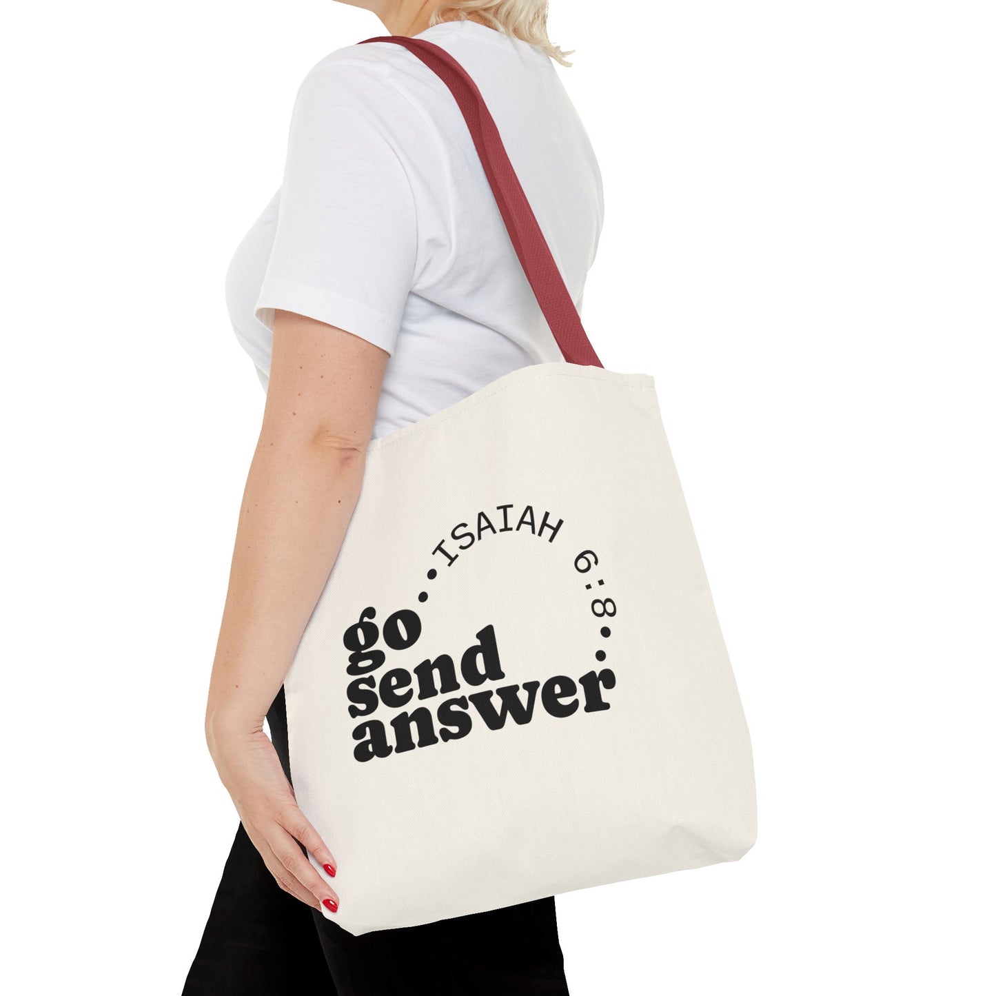 Go Send Answer Tote Bag | Isaiah 6:8 Mission Tote | Christian Market & Everyday Carry Bag