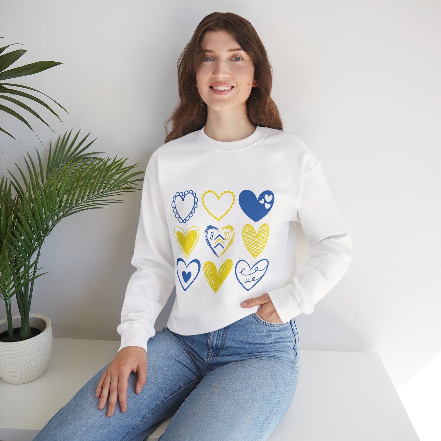 3:21 Heart Doodles Sweatshirt | Down Syndrome Awareness Crewneck | Celebrate the Extra