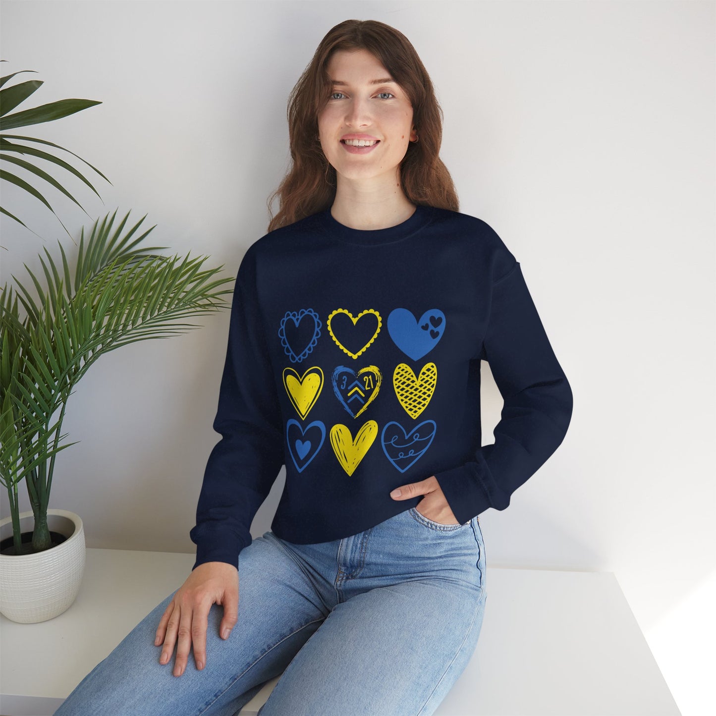 3:21 Heart Doodles Sweatshirt | Down Syndrome Awareness Crewneck | Celebrate the Extra