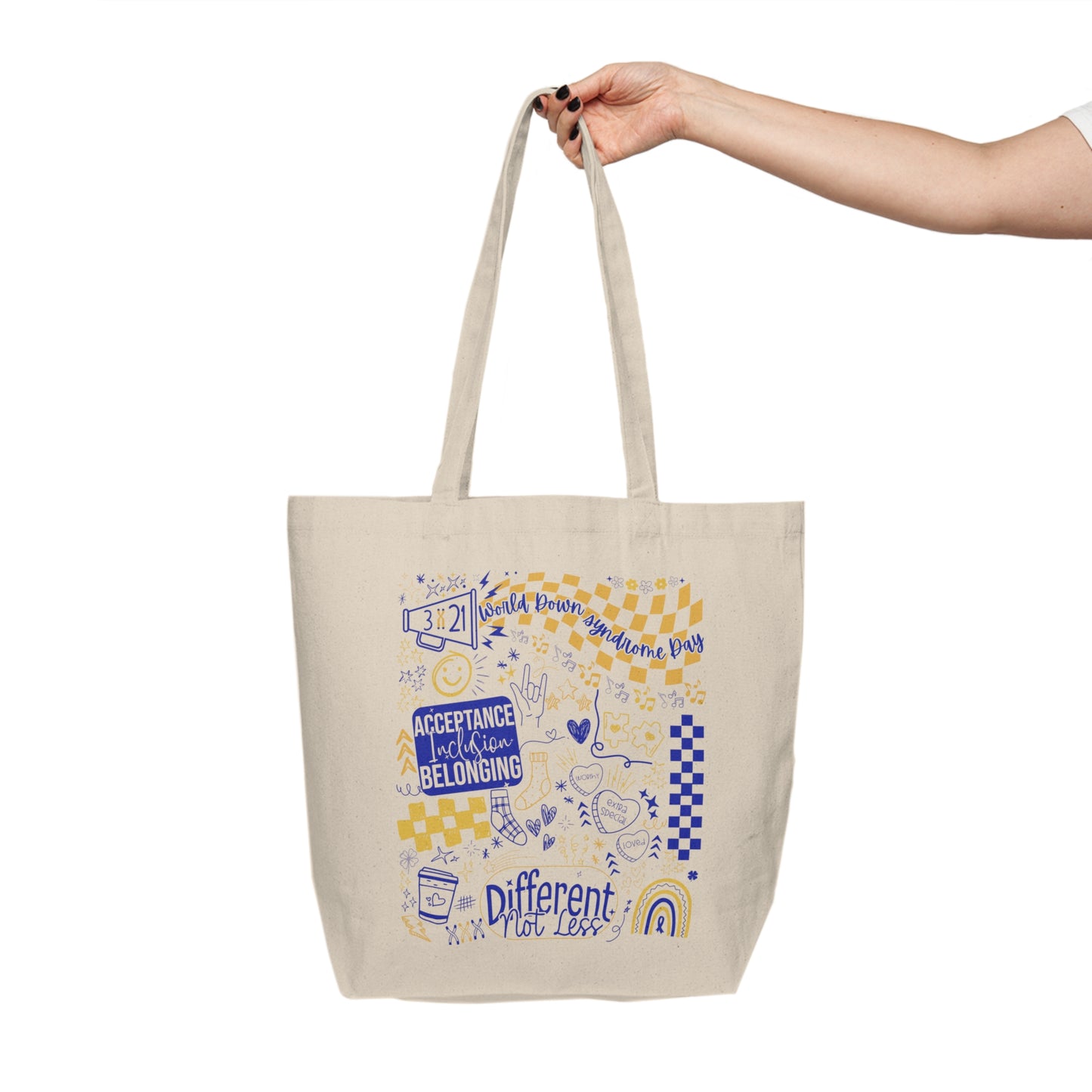 World Down Syndrome Day Tote | 3.21 Awareness Bag | Different Not Less | Celebrate the Extra | Acceptance Inclusion Belonging Tote