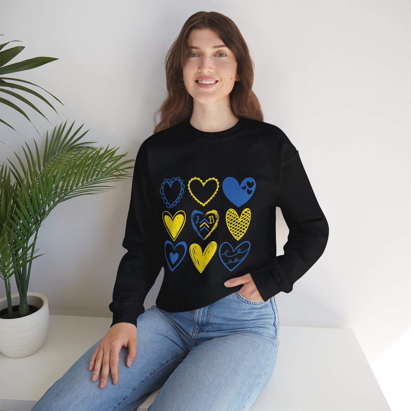 3:21 Heart Doodles Sweatshirt | Down Syndrome Awareness Crewneck | Celebrate the Extra