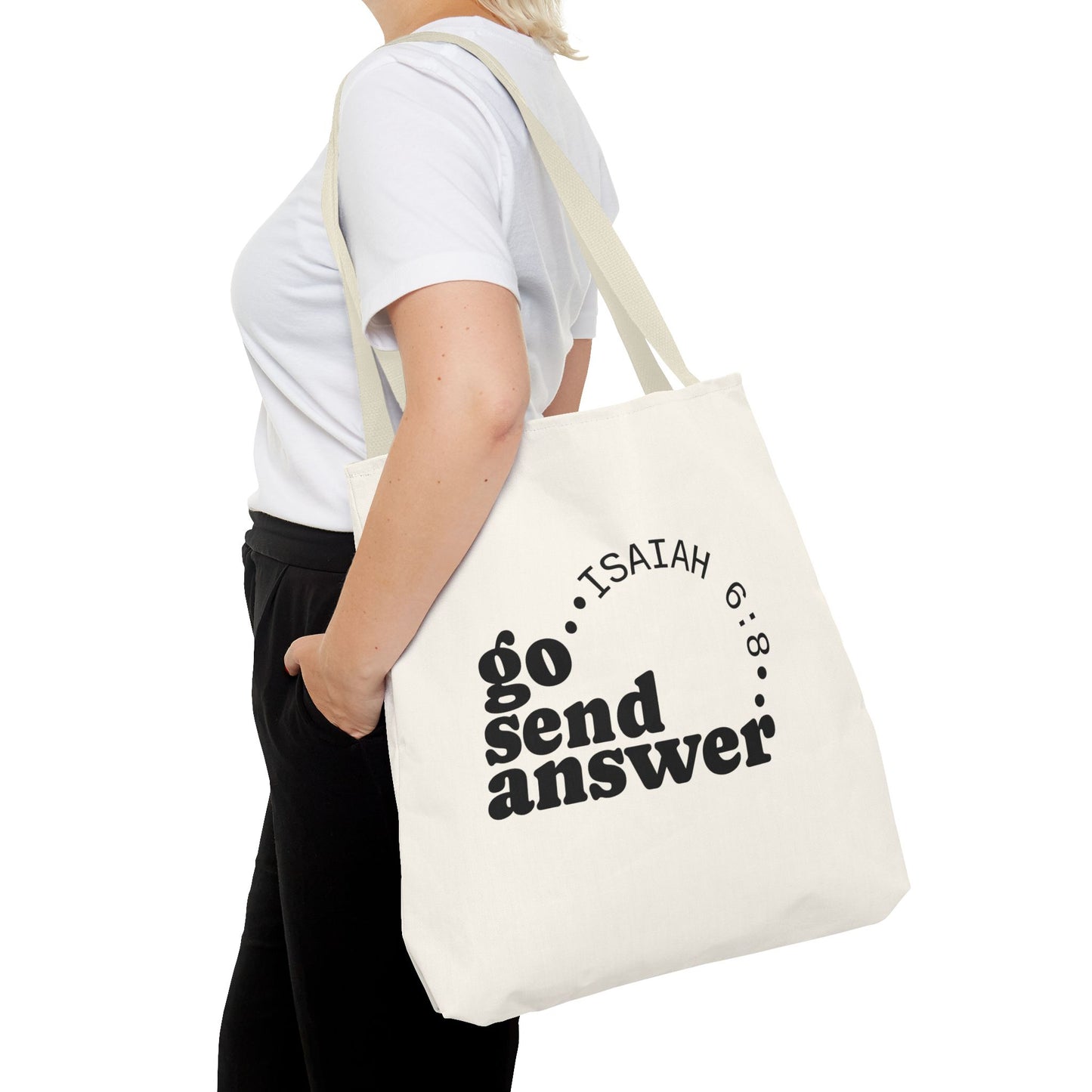 Go Send Answer Tote Bag | Isaiah 6:8 Mission Tote | Christian Market & Everyday Carry Bag