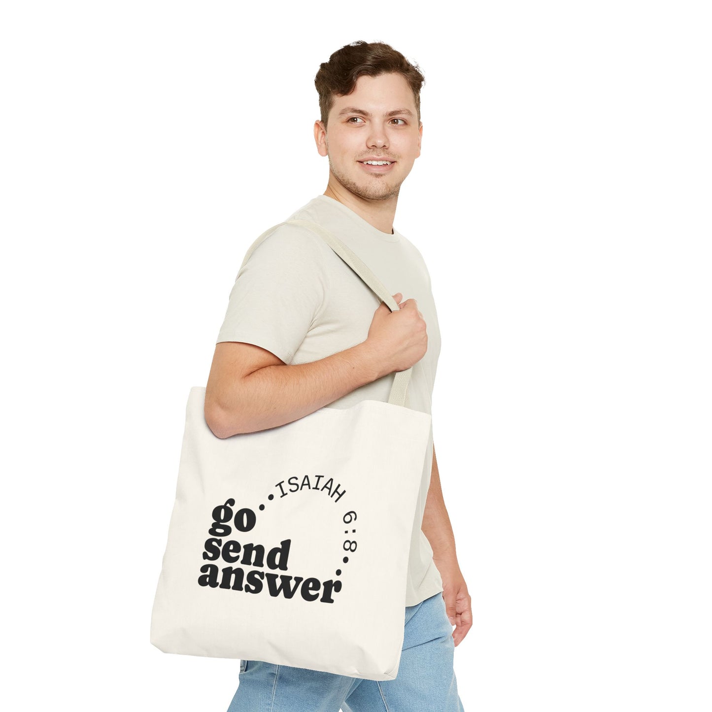 Go Send Answer Tote Bag | Isaiah 6:8 Mission Tote | Christian Market & Everyday Carry Bag