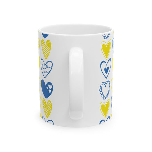 3:21 Heart Doodles Ceramic Mug | Down Syndrome Awareness | Celebrate the Extra | World Down Syndrome Day