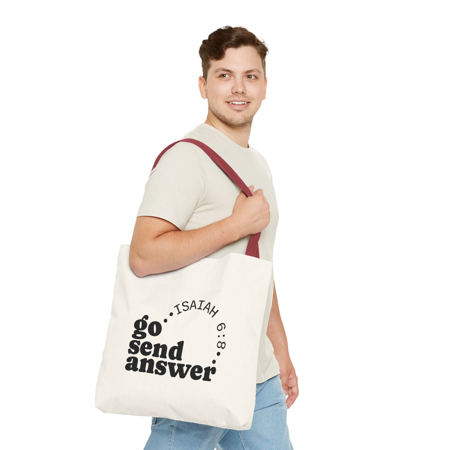 Go Send Answer Tote Bag | Isaiah 6:8 Mission Tote | Christian Market & Everyday Carry Bag