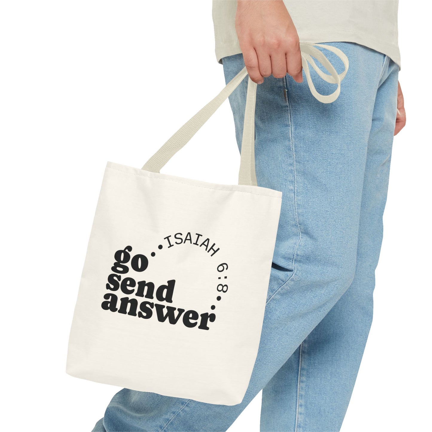 Go Send Answer Tote Bag | Isaiah 6:8 Mission Tote | Christian Market & Everyday Carry Bag