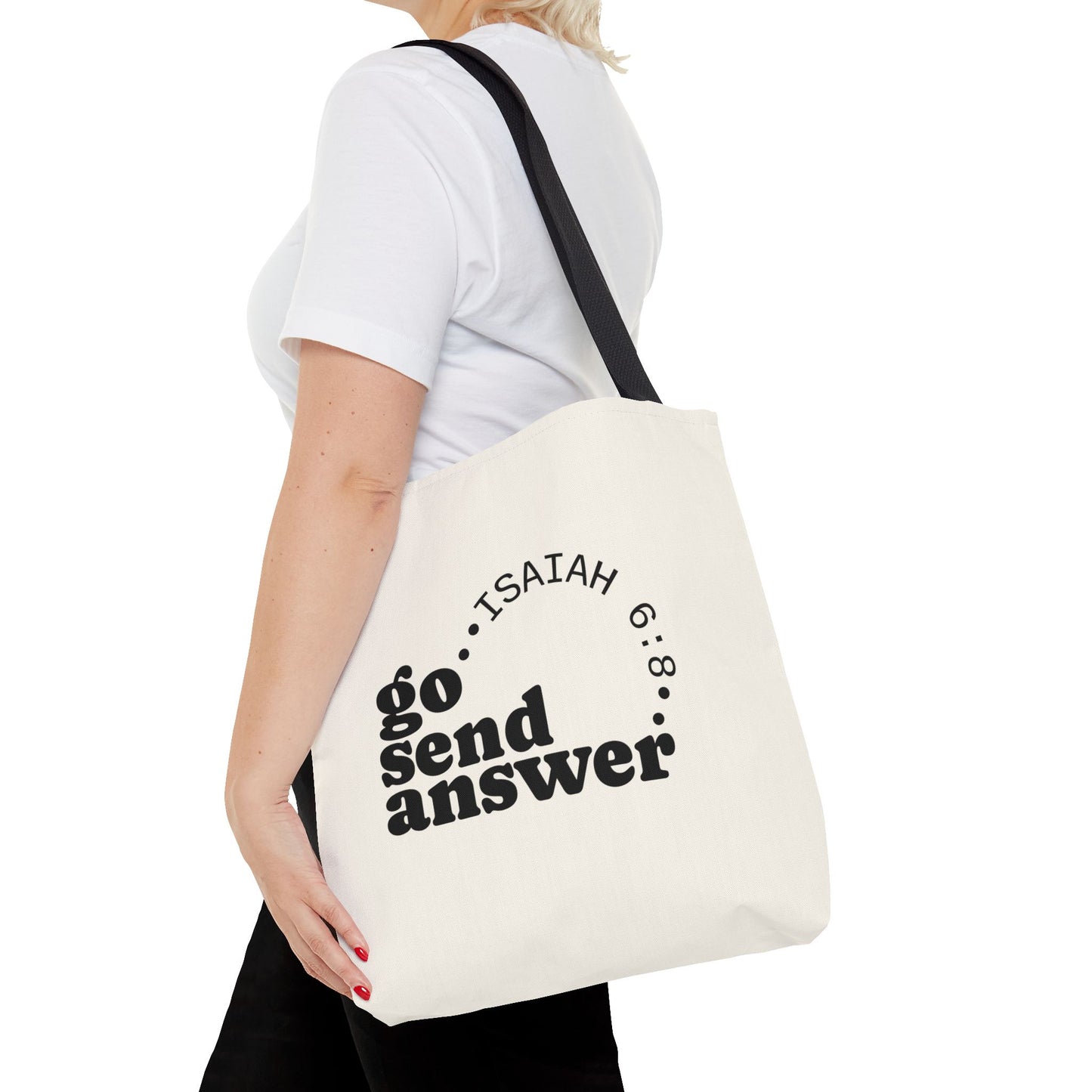 Go Send Answer Tote Bag | Isaiah 6:8 Mission Tote | Christian Market & Everyday Carry Bag