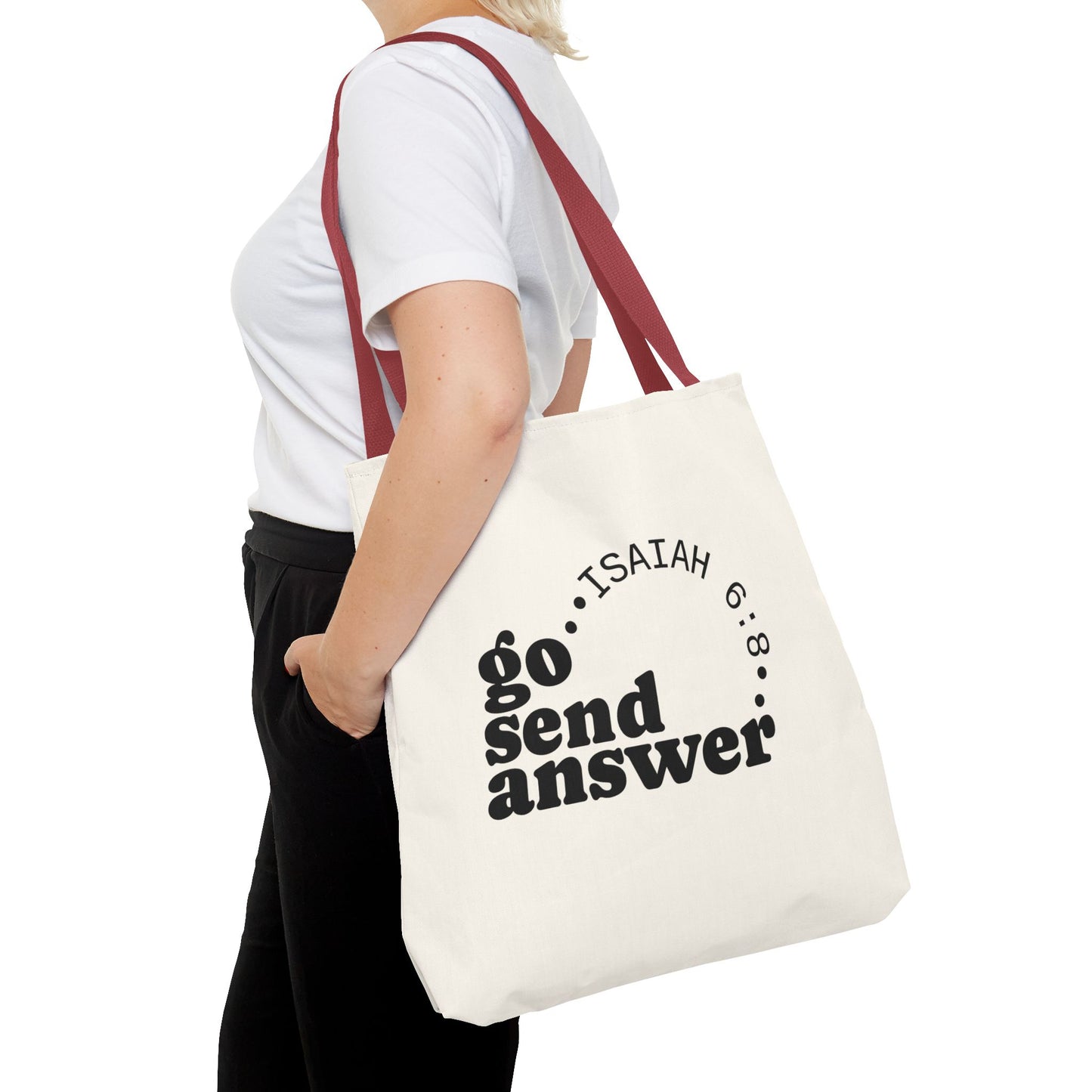 Go Send Answer Tote Bag | Isaiah 6:8 Mission Tote | Christian Market & Everyday Carry Bag