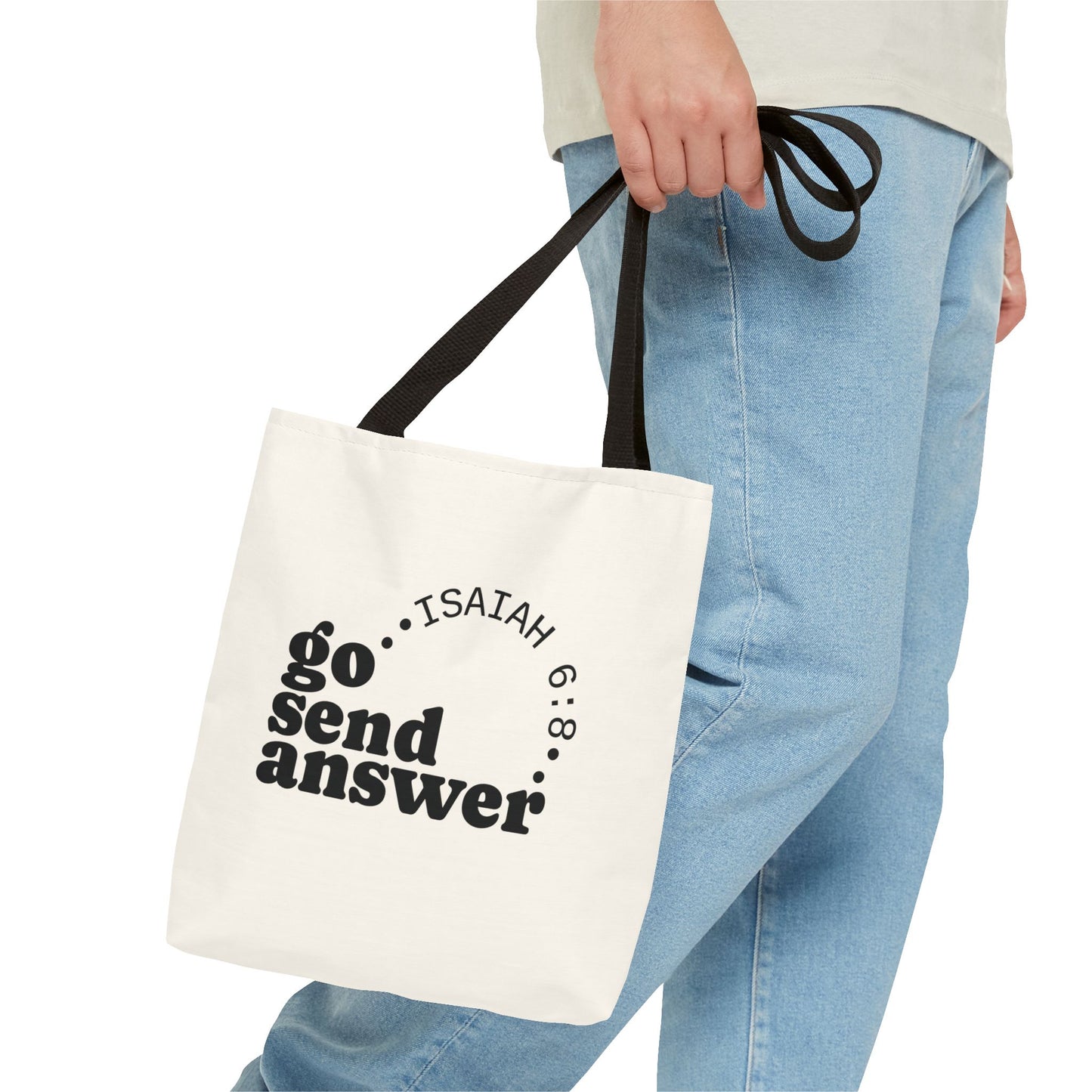 Go Send Answer Tote Bag | Isaiah 6:8 Mission Tote | Christian Market & Everyday Carry Bag