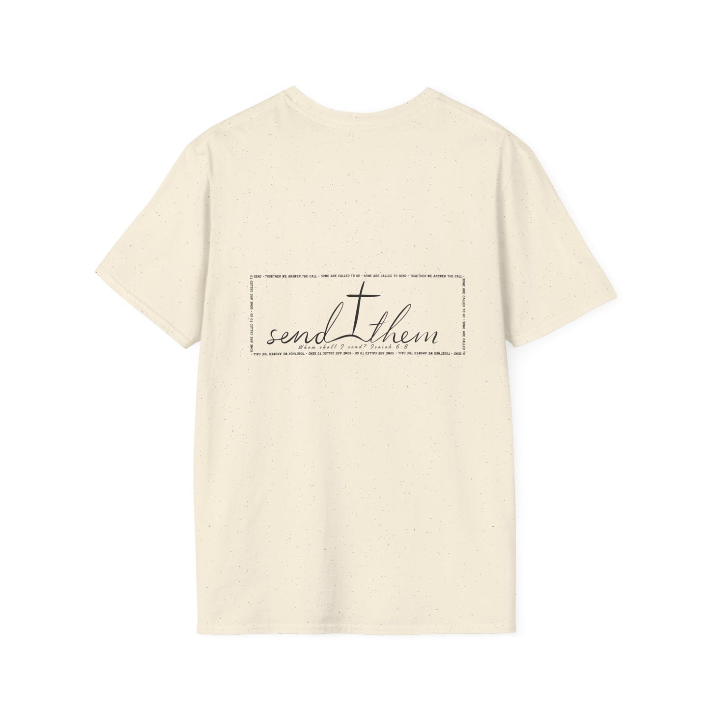 Go Send Answer Isaiah 6:8 Light Wash T-Shirt | Mission Fundraiser Faith Tee | Christian Missions Shirt