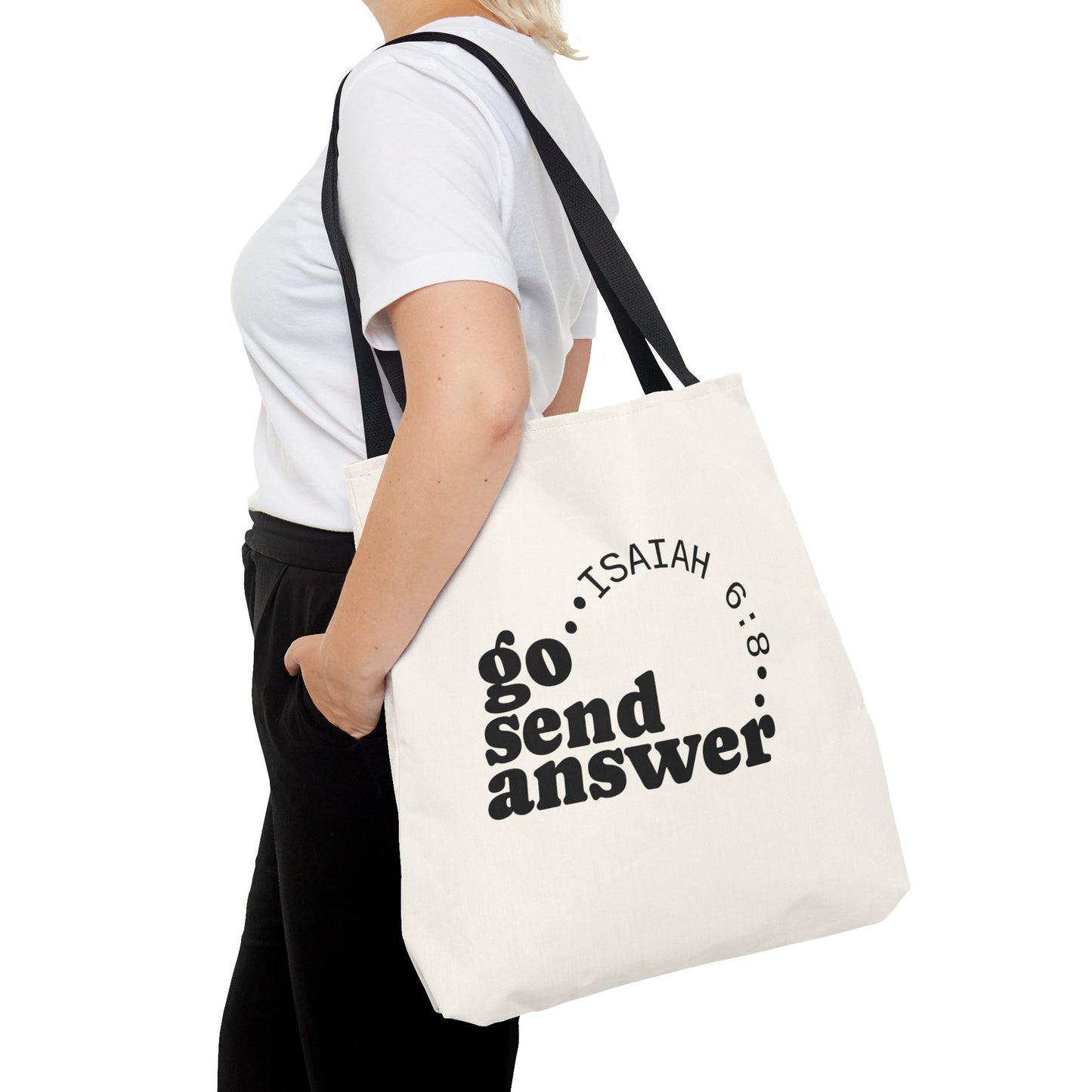 Go Send Answer Tote Bag | Isaiah 6:8 Mission Tote | Christian Market & Everyday Carry Bag