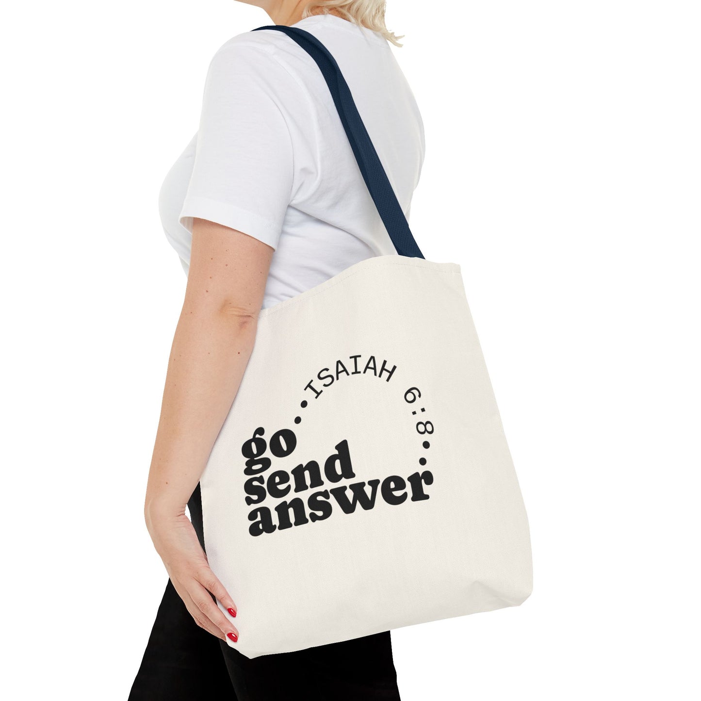 Go Send Answer Tote Bag | Isaiah 6:8 Mission Tote | Christian Market & Everyday Carry Bag