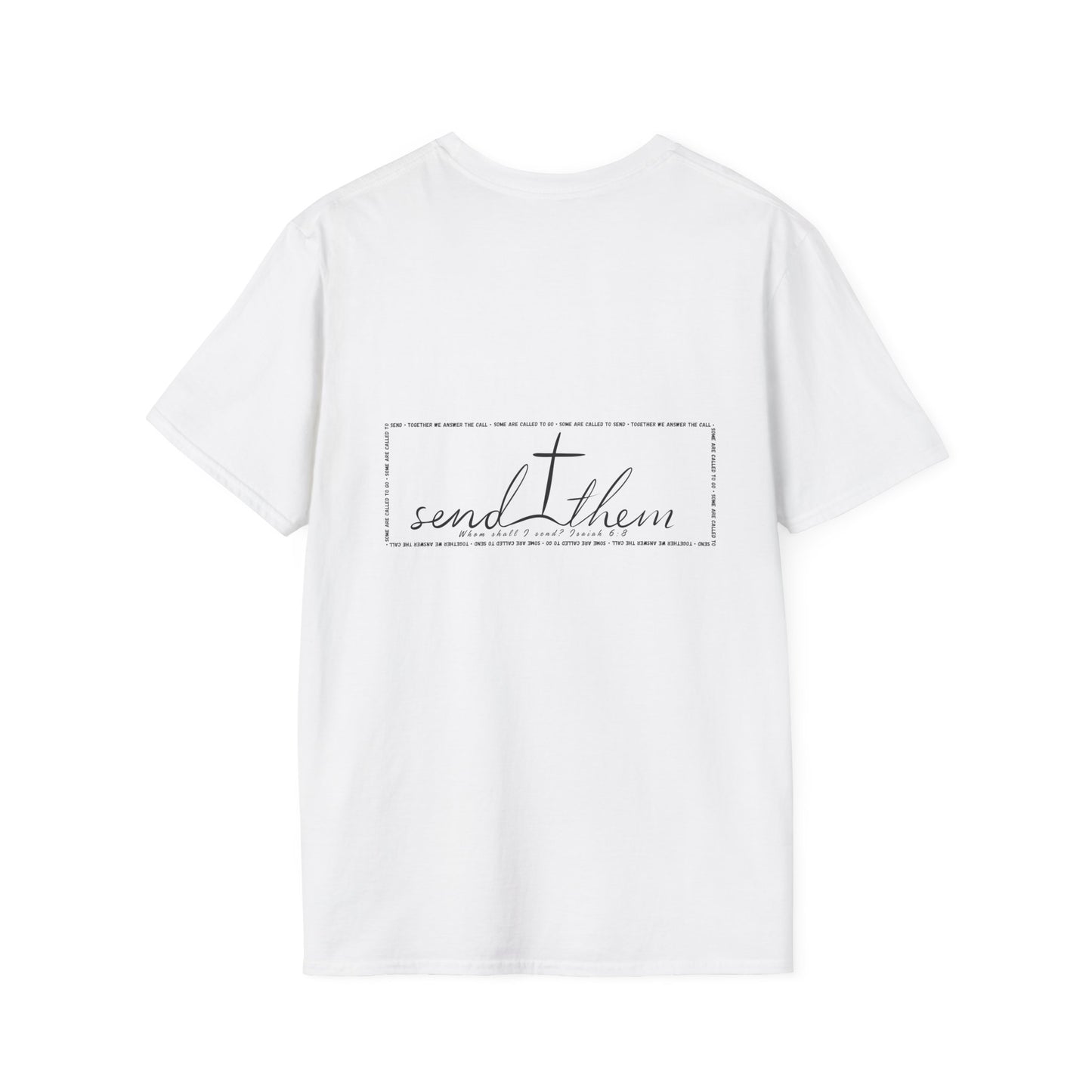 Go Send Answer Isaiah 6:8 Light Wash T-Shirt | Mission Fundraiser Faith Tee | Christian Missions Shirt