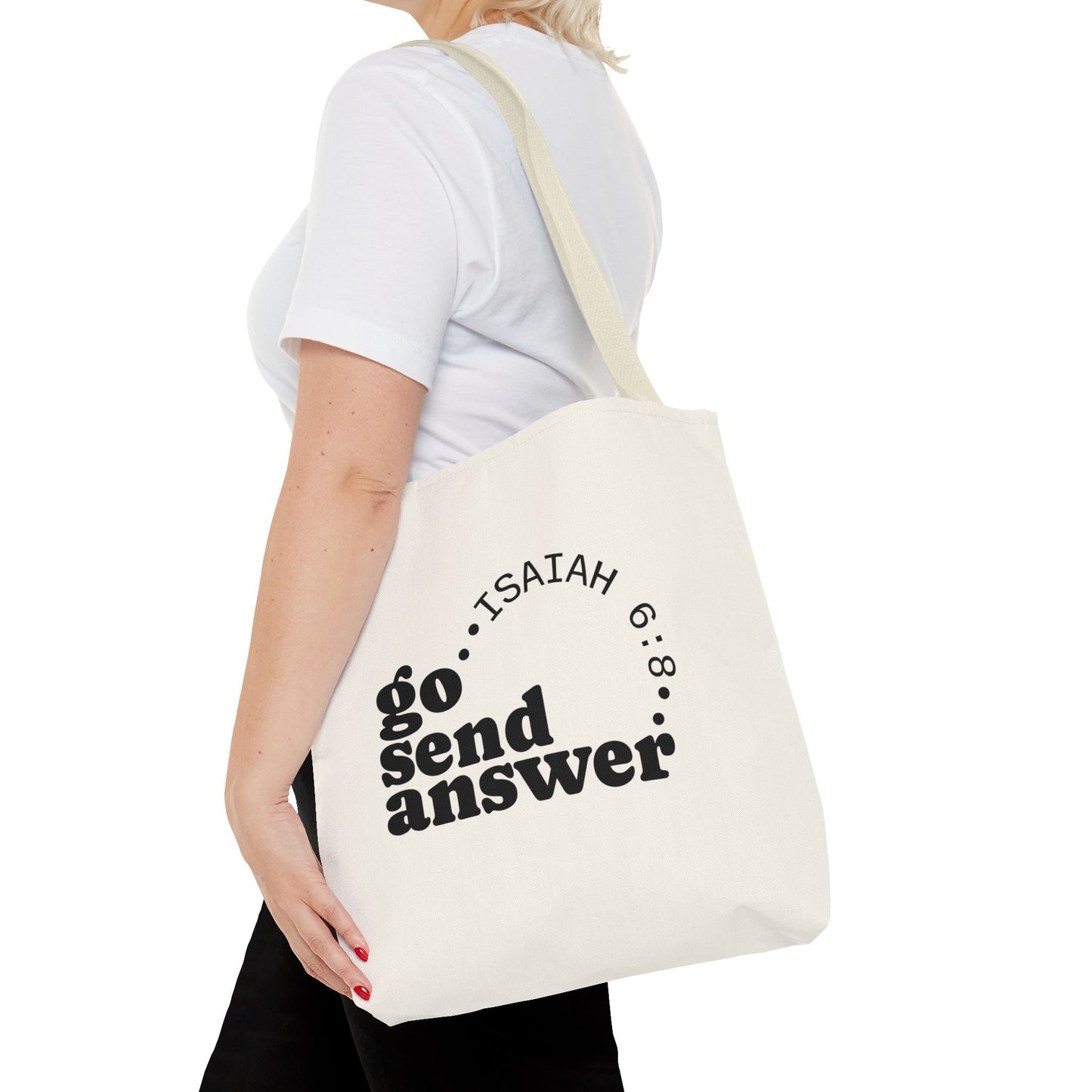 Go Send Answer Tote Bag | Isaiah 6:8 Mission Tote | Christian Market & Everyday Carry Bag