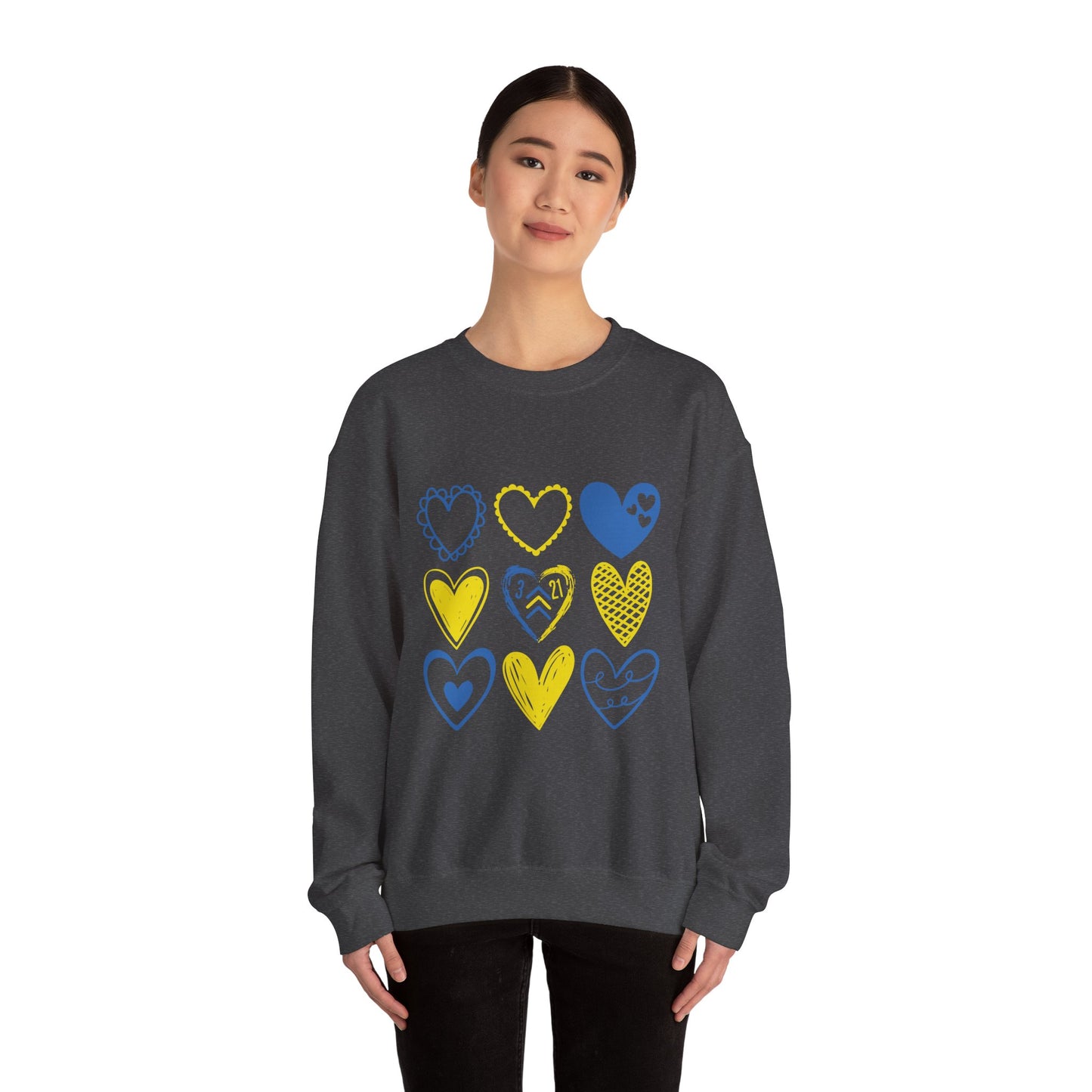 3:21 Heart Doodles Sweatshirt | Down Syndrome Awareness Crewneck | Celebrate the Extra