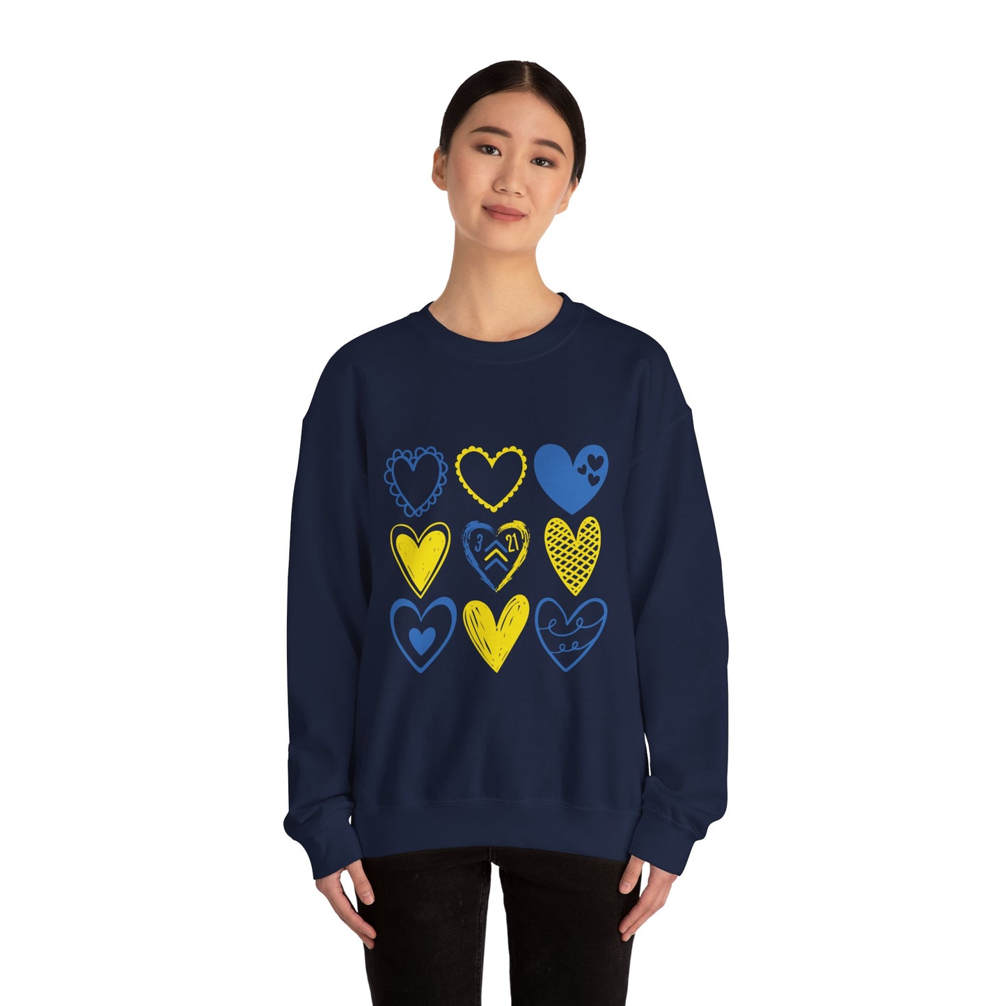 3:21 Heart Doodles Sweatshirt | Down Syndrome Awareness Crewneck | Celebrate the Extra