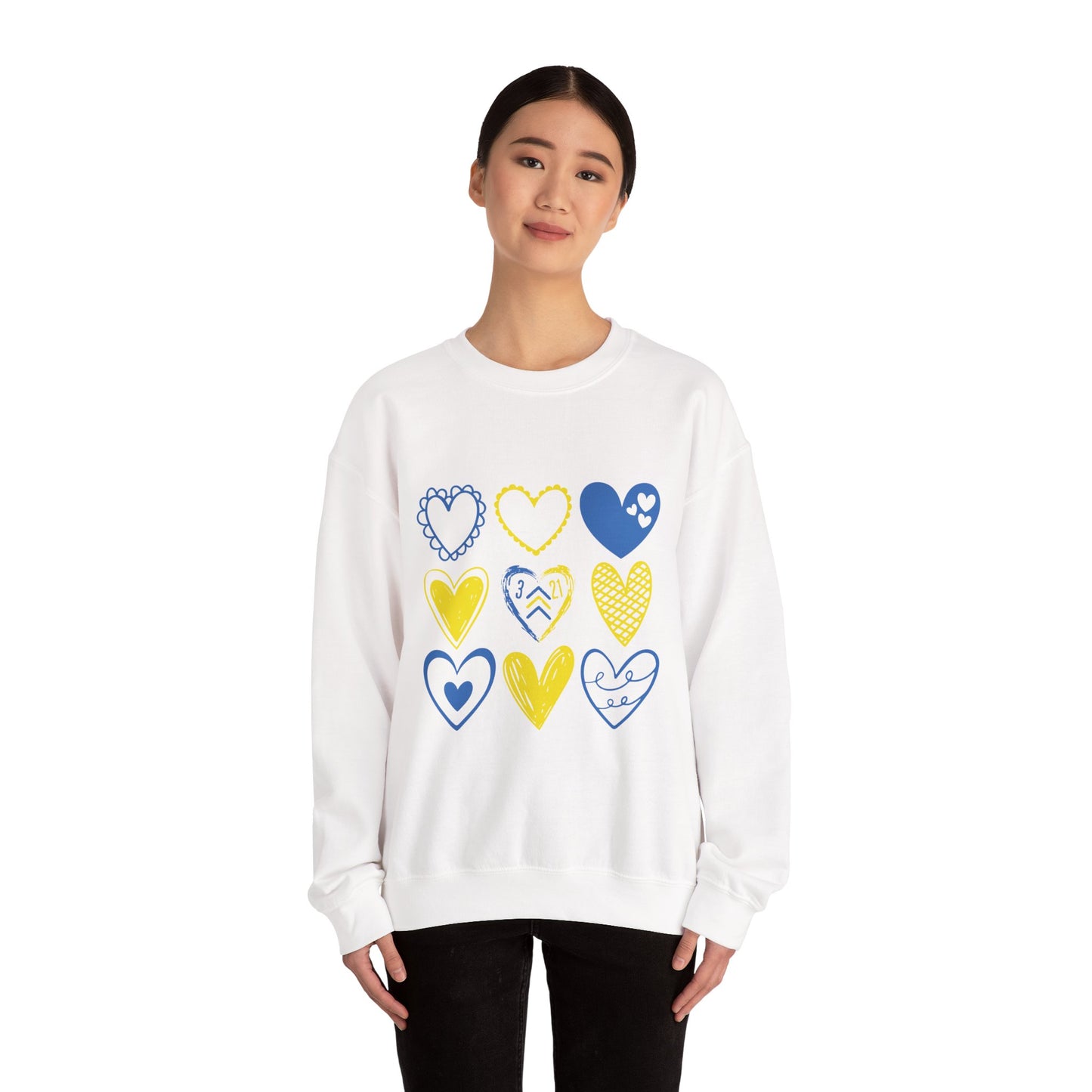 3:21 Heart Doodles Sweatshirt | Down Syndrome Awareness Crewneck | Celebrate the Extra