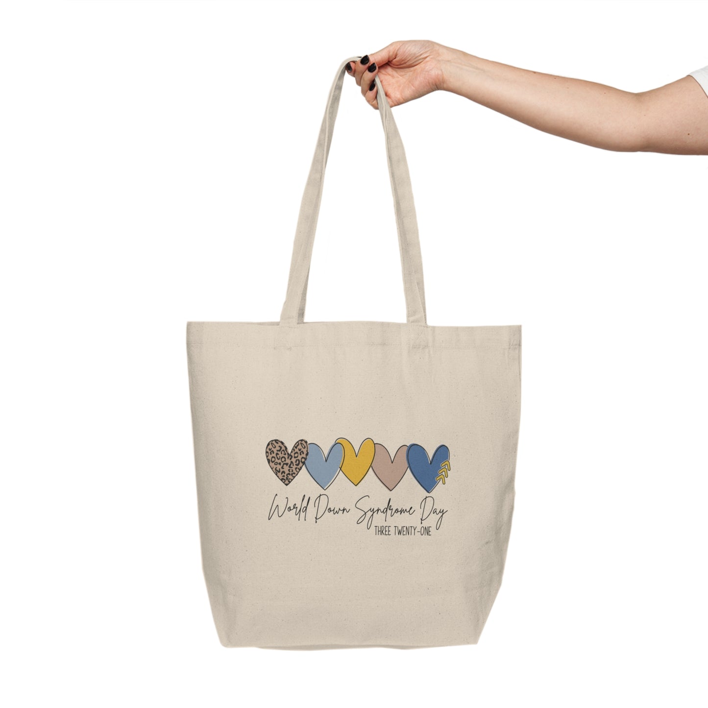 World Down Syndrome Day Hearts Tote | Three Twenty-One Awareness Bag | Celebrate the Extra | 3.21 Trisomy 21 Love & Inclusion Gift