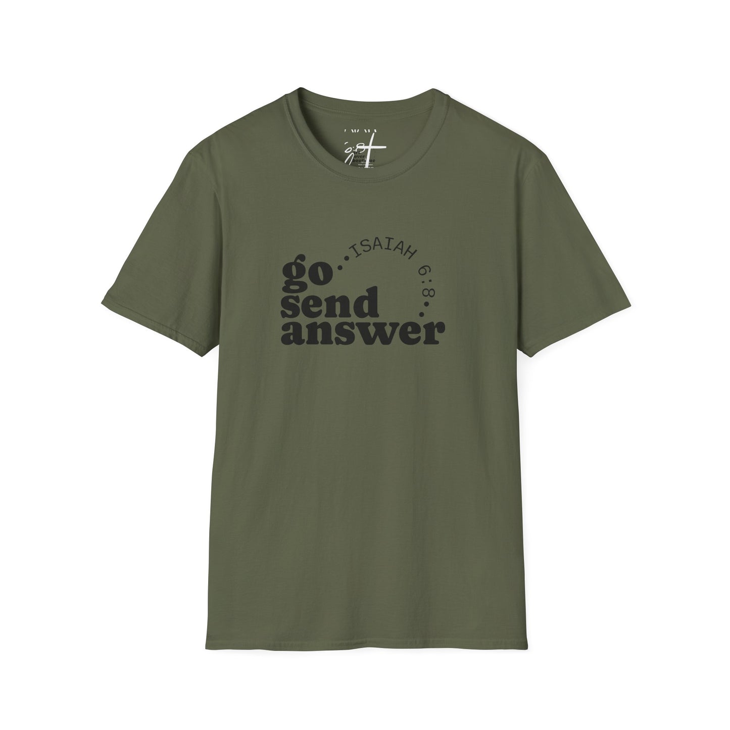 Go Send Answer Isaiah 6:8 Light Wash T-Shirt | Mission Fundraiser Faith Tee | Christian Missions Shirt