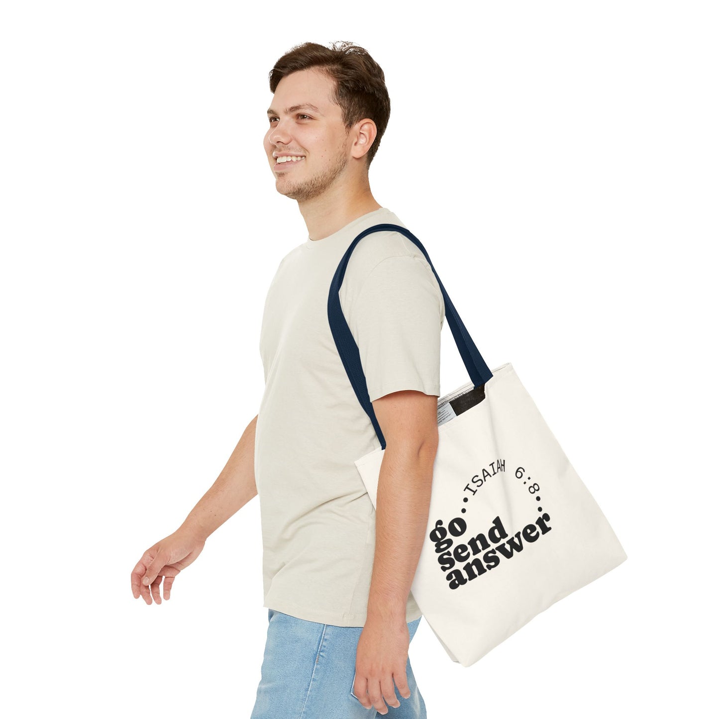 Go Send Answer Tote Bag | Isaiah 6:8 Mission Tote | Christian Market & Everyday Carry Bag