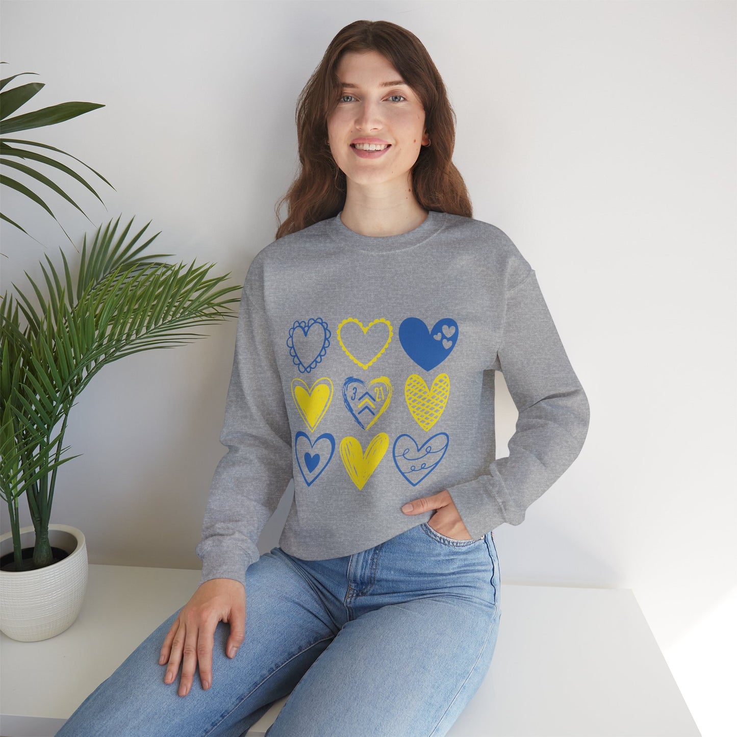 3:21 Heart Doodles Sweatshirt | Down Syndrome Awareness Crewneck | Celebrate the Extra