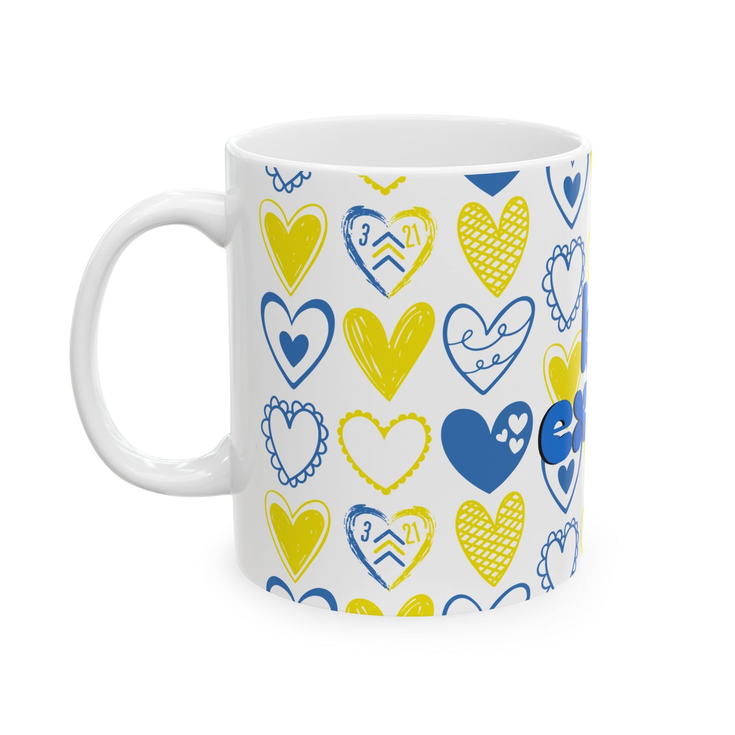 3:21 Heart Doodles Ceramic Mug | Down Syndrome Awareness | Celebrate the Extra | World Down Syndrome Day