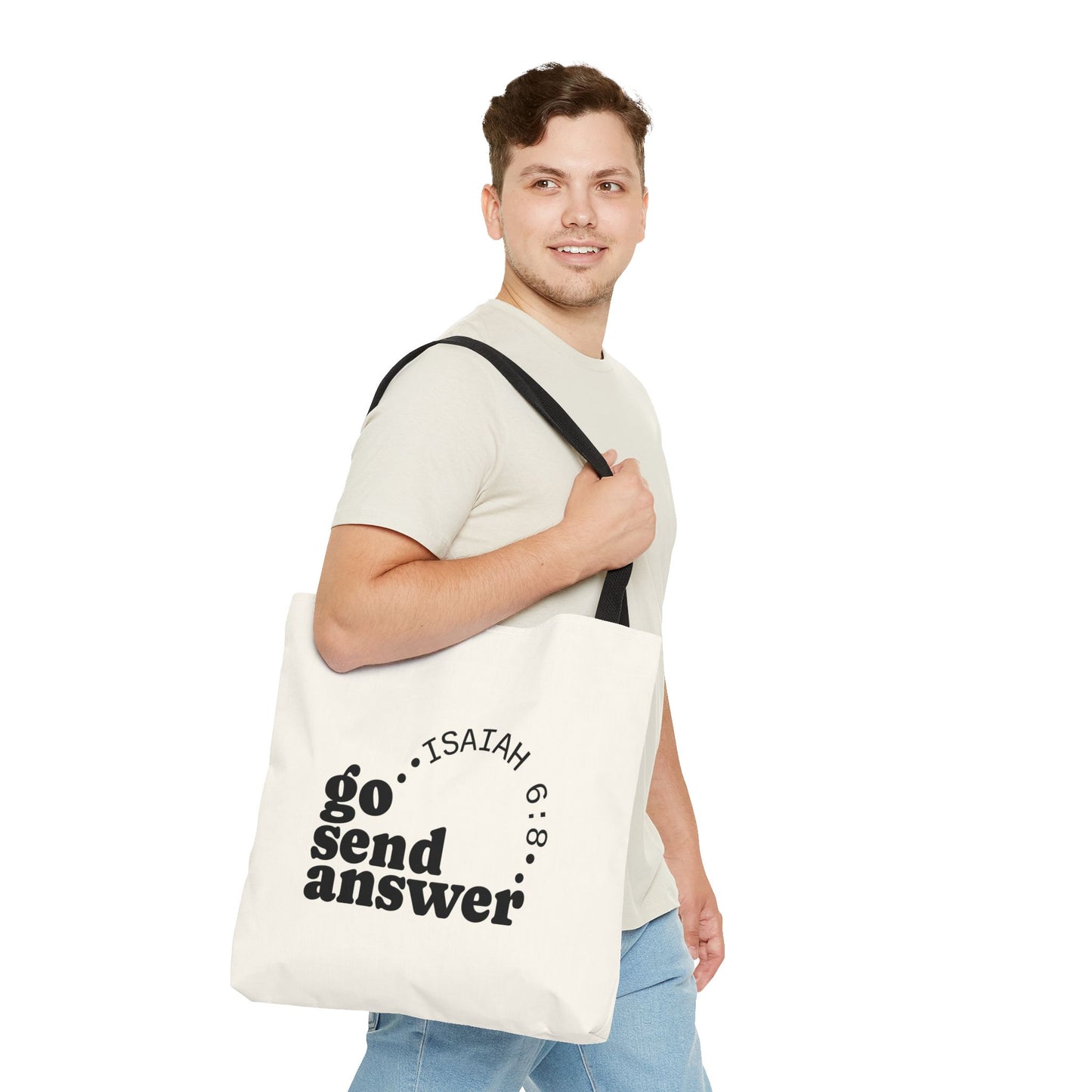 Go Send Answer Tote Bag | Isaiah 6:8 Mission Tote | Christian Market & Everyday Carry Bag