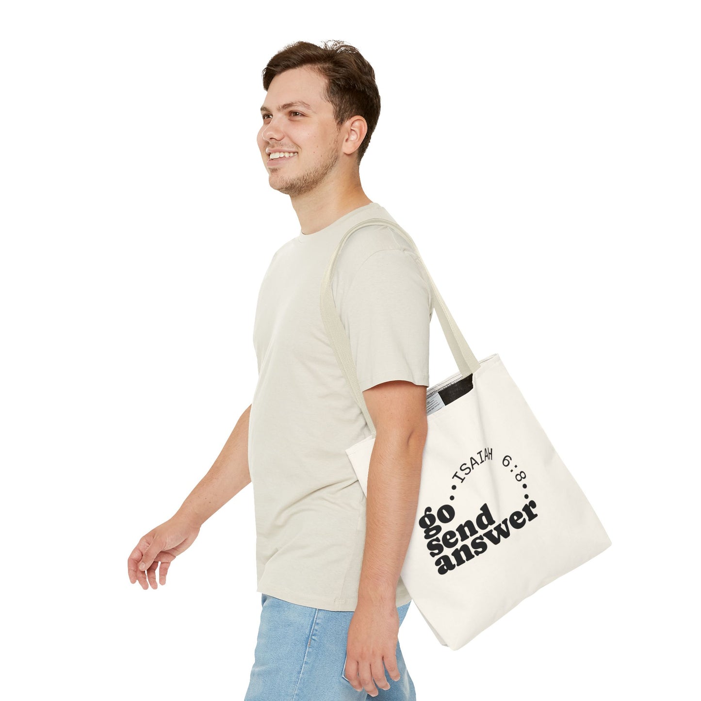 Go Send Answer Tote Bag | Isaiah 6:8 Mission Tote | Christian Market & Everyday Carry Bag