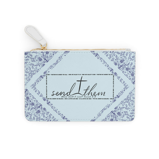 Them Mini Clutch Blue Abstract Pattern | Isaiah 6:8 Faith Wristlet | Mission Fundraiser Accessory