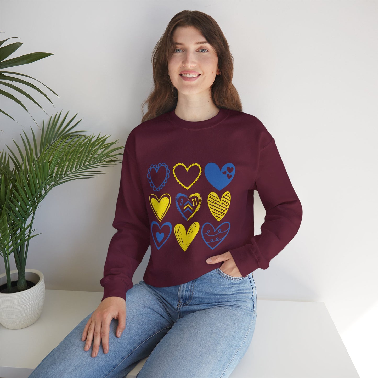3:21 Heart Doodles Sweatshirt | Down Syndrome Awareness Crewneck | Celebrate the Extra